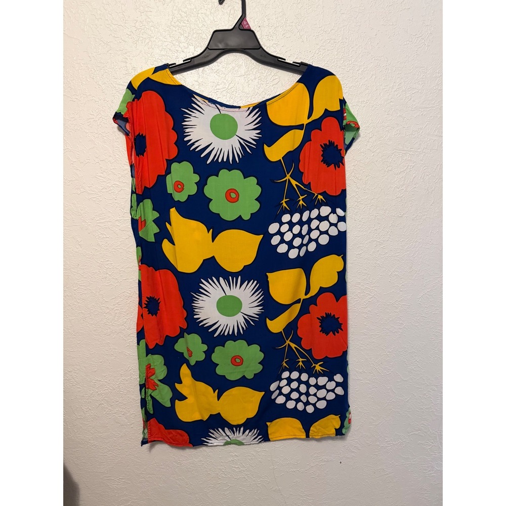 Marimekko for Target Floral Shift Dress Blue Red Yellow Rayon Plus Size 1X